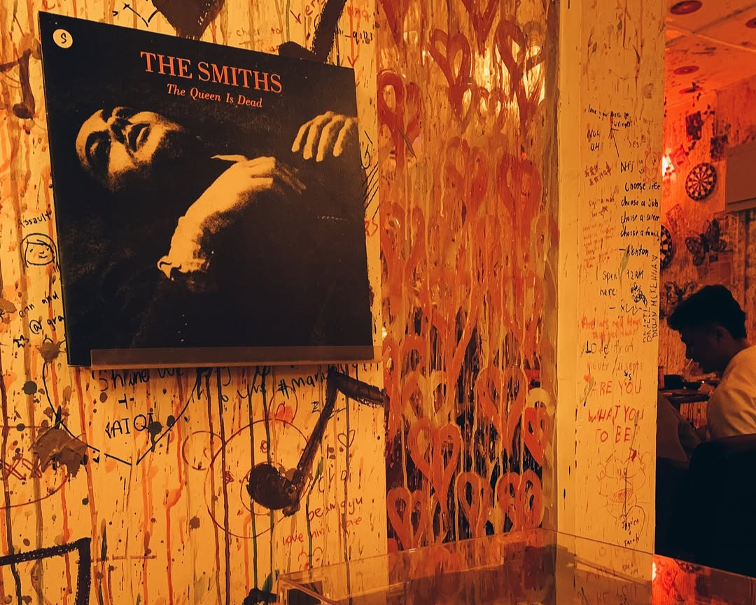 An image of a scene in a vinyl cafe.